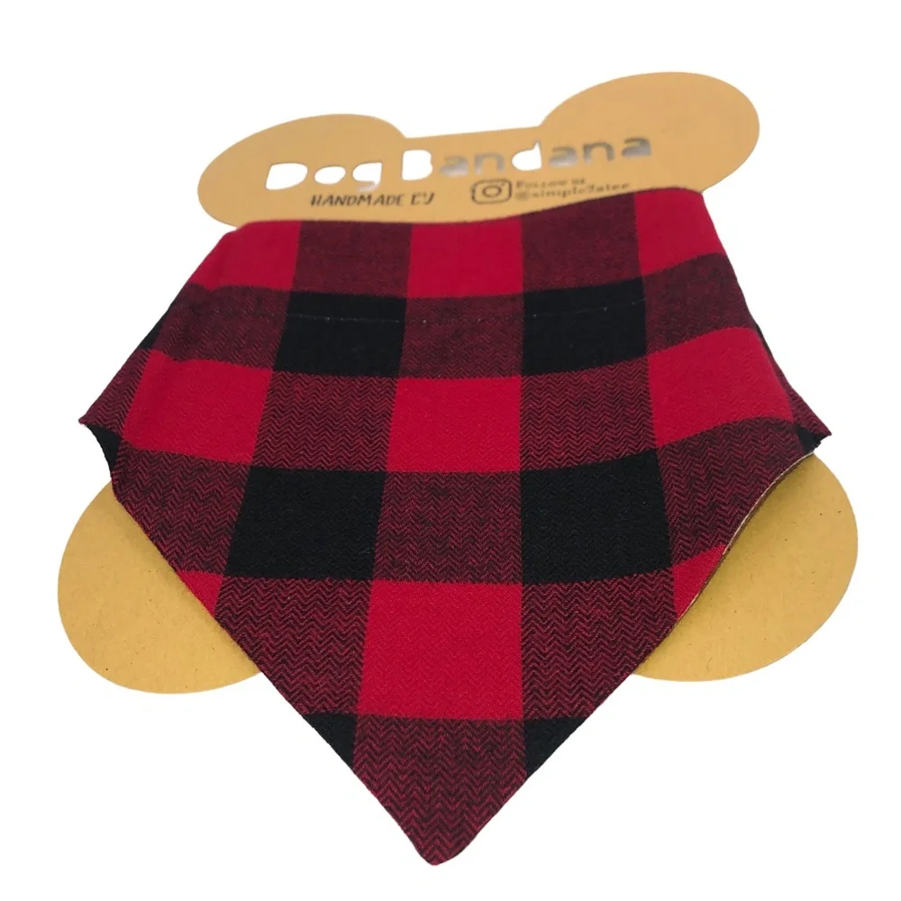 Reversible Over the Collar Pet/Dog Slide On Bandana Scarf 2n1 Printed Plaid Dog